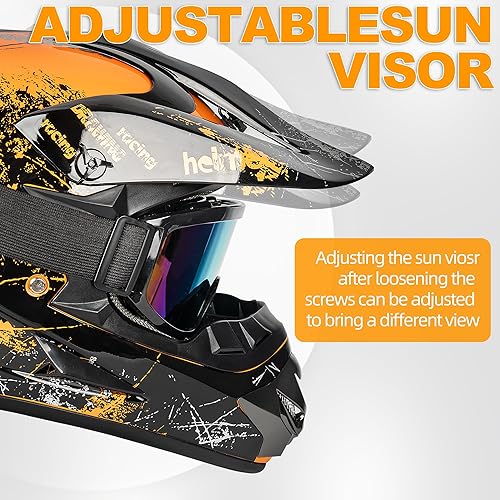 Miniatura 4 de Casco de motocross para niños y jóvenes, casco de cara completa para motocicleta, motocross, todoterreno, bicicleta de montaña, BMX MX ATV con