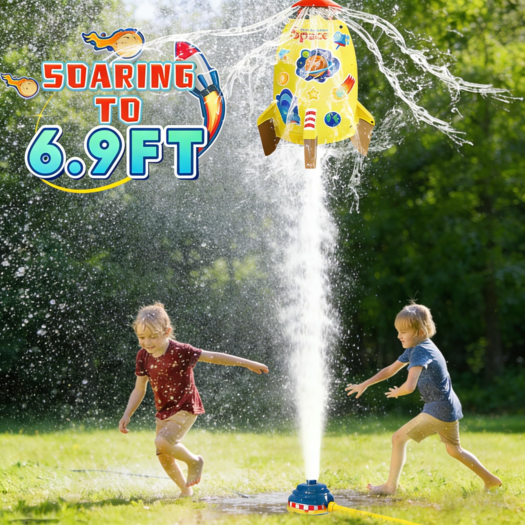 Giochi Acqua Bambini - Lanciarazzi ad Acqua per Giardino e Prato, Regalo di Compleanno per Bambini e Bambine da 3 a 14 Anni