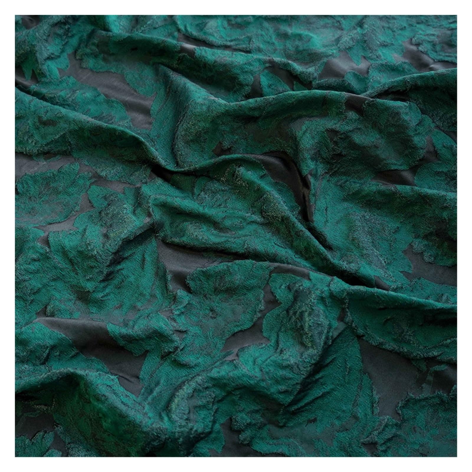 Tissu satiné soyeux Tissu satiné deux tons Jacquard noir vert gaufré for rideau de robe DIY texturé 1 mètre