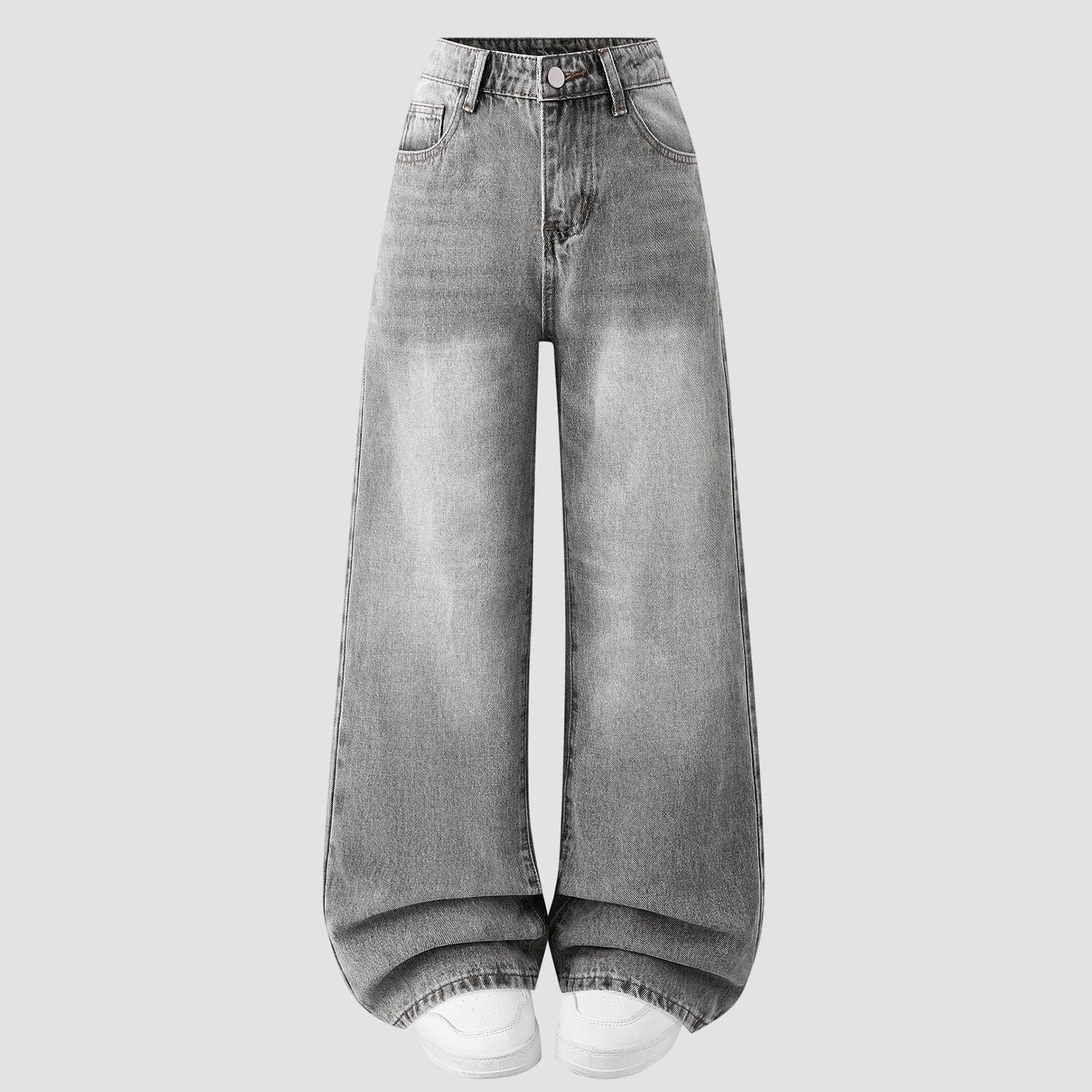 Pantaloni Larghi in Denim per Ragazze, Comodi Pantaloni Casual in Tessuto Morbido ed Elasticizzato per Il Gioco Quotidiano