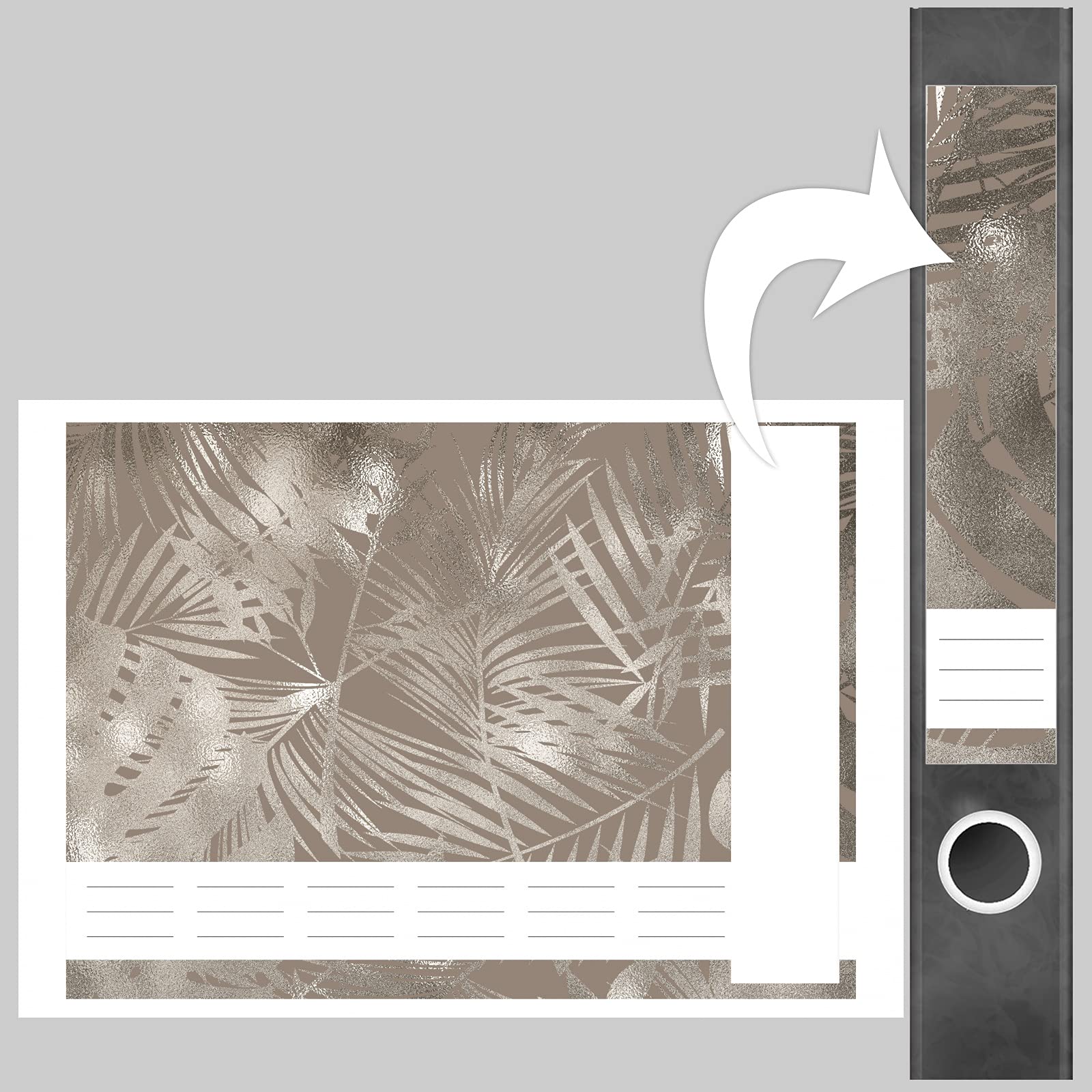 7x Ordneretiketten Bronze Palmen - Stylische Rückenschilder Fürs Büro!