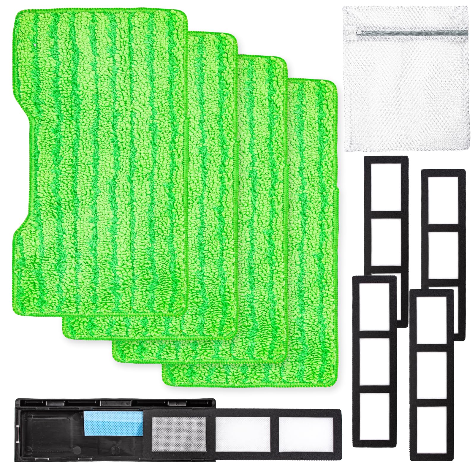 10PCS Vacmop Mop Pads Refills for Shark Vac Mop - 4 Reusable Mop Pads+2Dirt Chamber+4 Filters, Deep Cleaning and Excellent Absorption, Reusable Replacement Vacmop Pads for Floor Vacuum Spray Mop