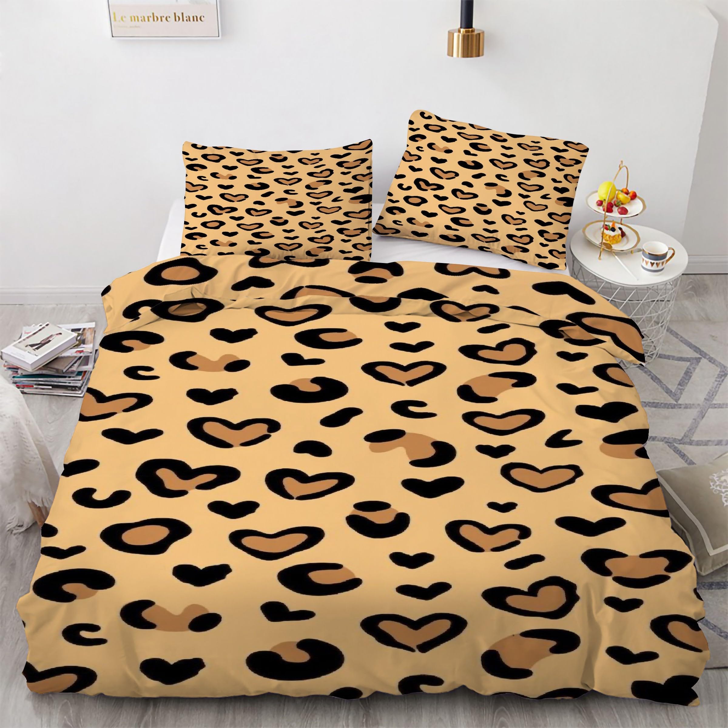 Parure de lit 90x190 avec housse de couette léopard pour une chambre moderne et cosy