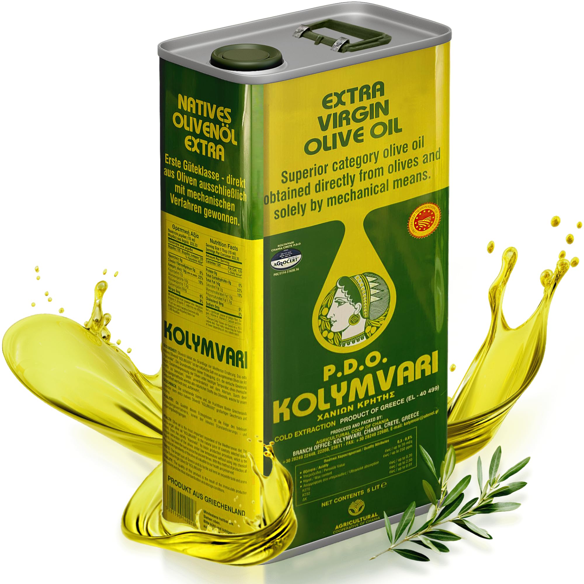 Kolymvari PDO | Extra Virgin Olive Oil | 5 Litre Canister - Crete