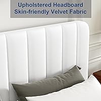 Vista 3 de VECELO Marco de Cama Tapizada Tamaño Full con 4 Cajones y Cabecero, Marco de Cama Plataforma de Almacenamiento de Terciopelo, Soporte de Listones