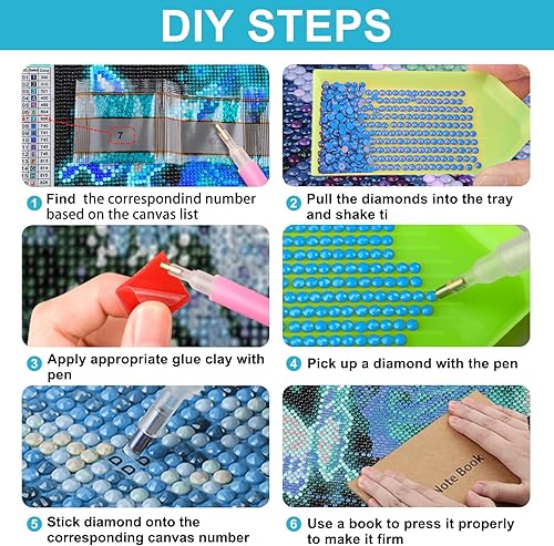 Miniatura 7 de SENQAO Kits de pintura de diamantes de pavo real para adultos, pavo real blanco en la playa pintura de diamantes, pintura de diamantes 5D para