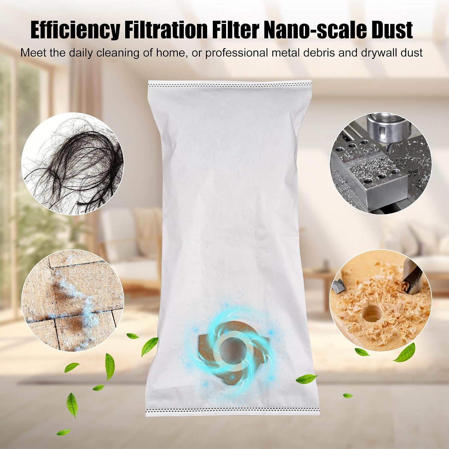 6 Pack 49-90-2016 Fleece Dust Bags for Milwaukee 0960-20 & 0970-20 Vacuums image 5