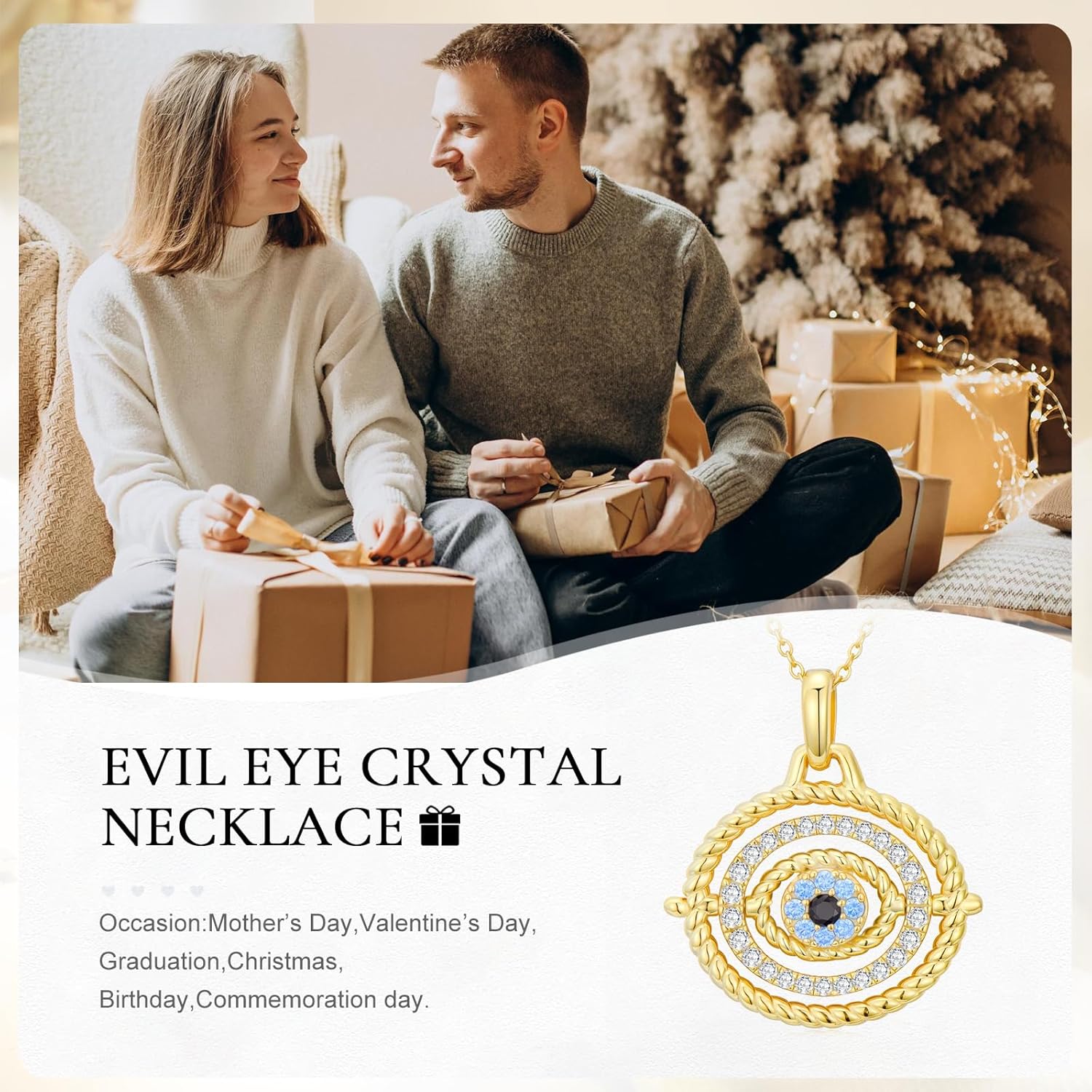 Evil Eye Necklace 925 Sterling Silver Protection Amulet Pendant Eye Necklace for Women Ladies - Image 5