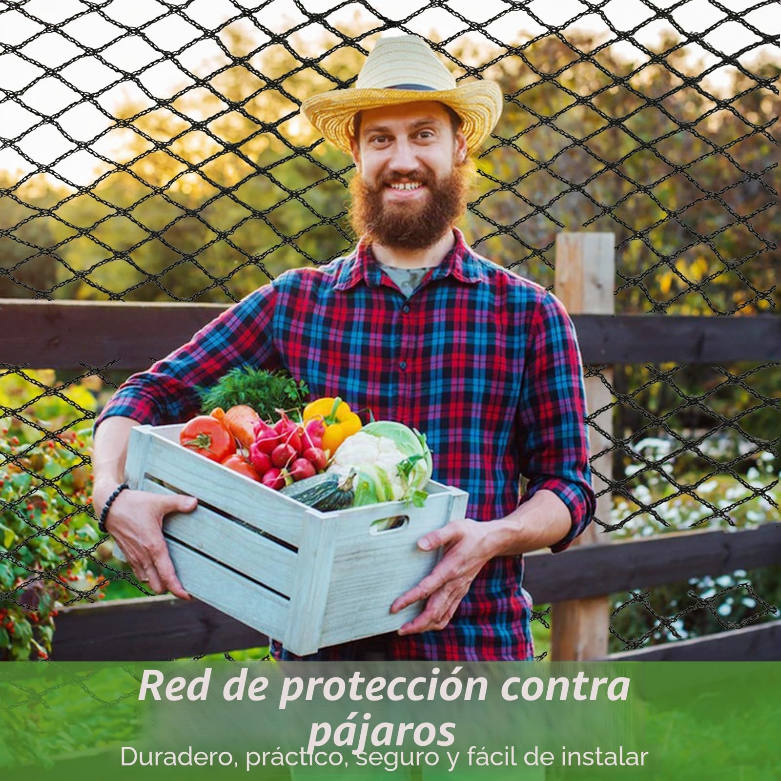 Malla antipajaros Red Proteccion - Malla de 15 mm Adecuada para Proteger Jardines estanques huertos Red para Pollos Negro (6 * 12m-15mm)