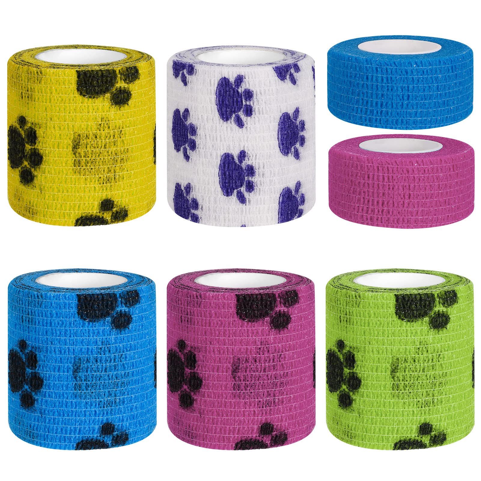 AKlamater 7 Rolls Pet Vet Wrap Self Adhesive Bandage Cohesive Bandages Non-woven Pet Elastic Bandages Wrap Tape for Wrist, Ankle Sprains & Swelling, 5cm x 4.5m