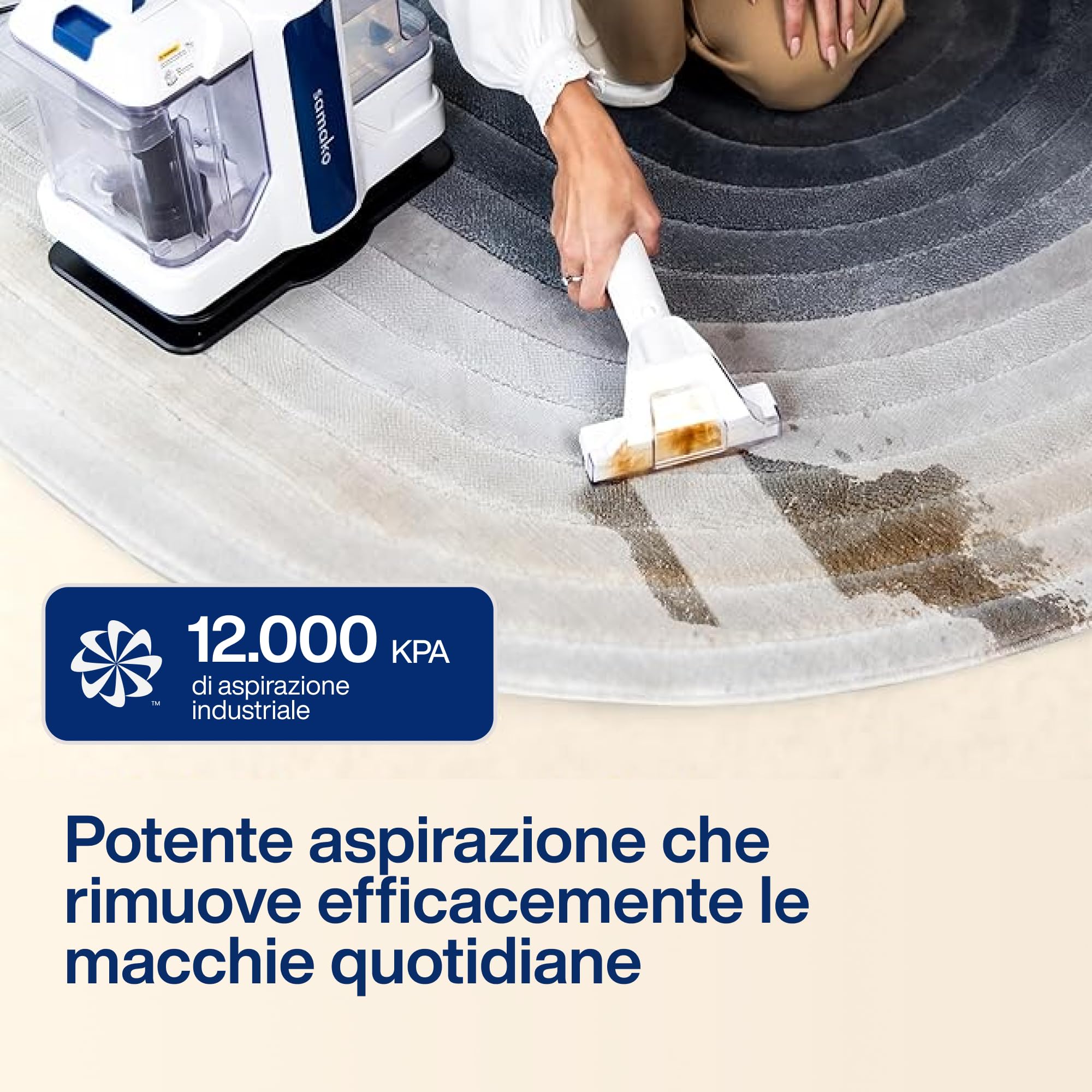 Samako Detergente per tappeti – Dispositivo portatile compatto per tappeti e divani, potente motore da 400 W, 2 serbatoi d'acqua extra grandi, adatto per tutti i tipi di tessuto