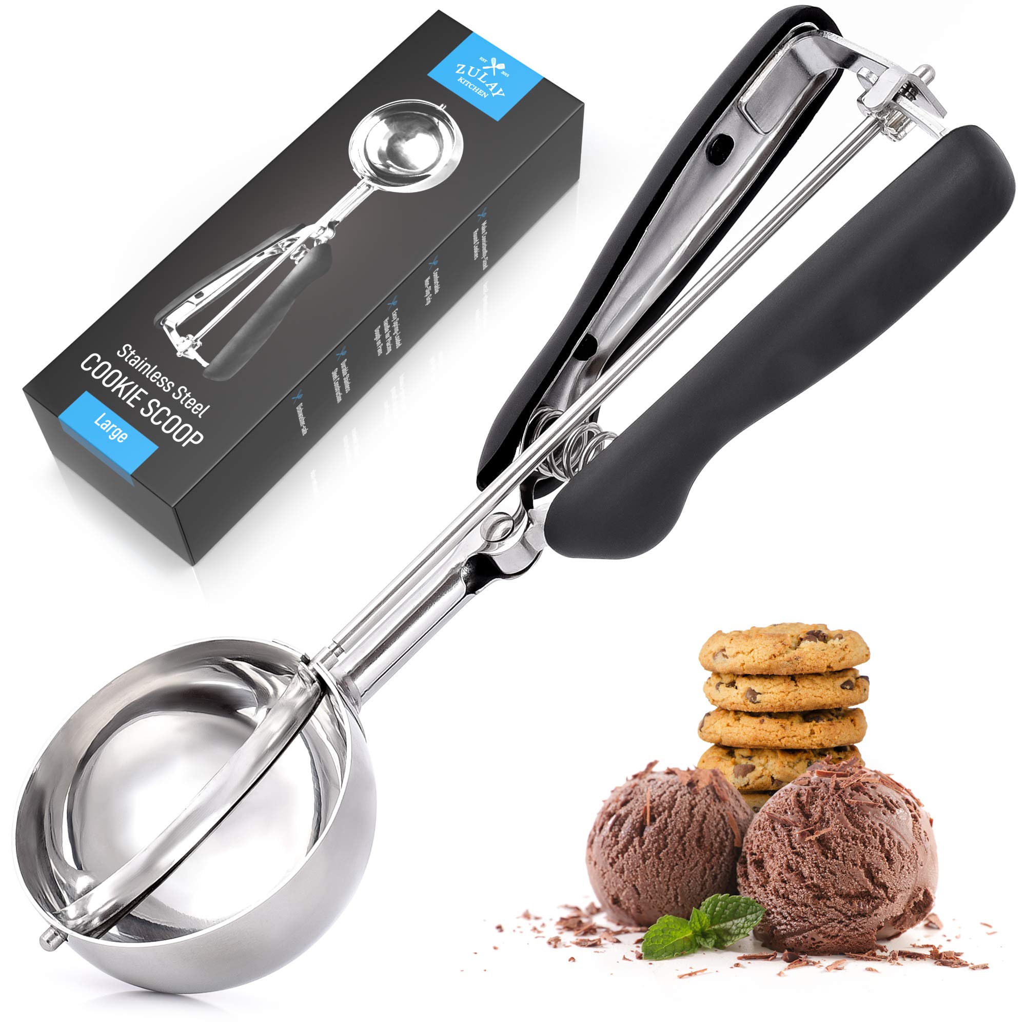 Buy Zulay (Large) Stainless Steel Cookie Scoop Premium Cookie Scooper