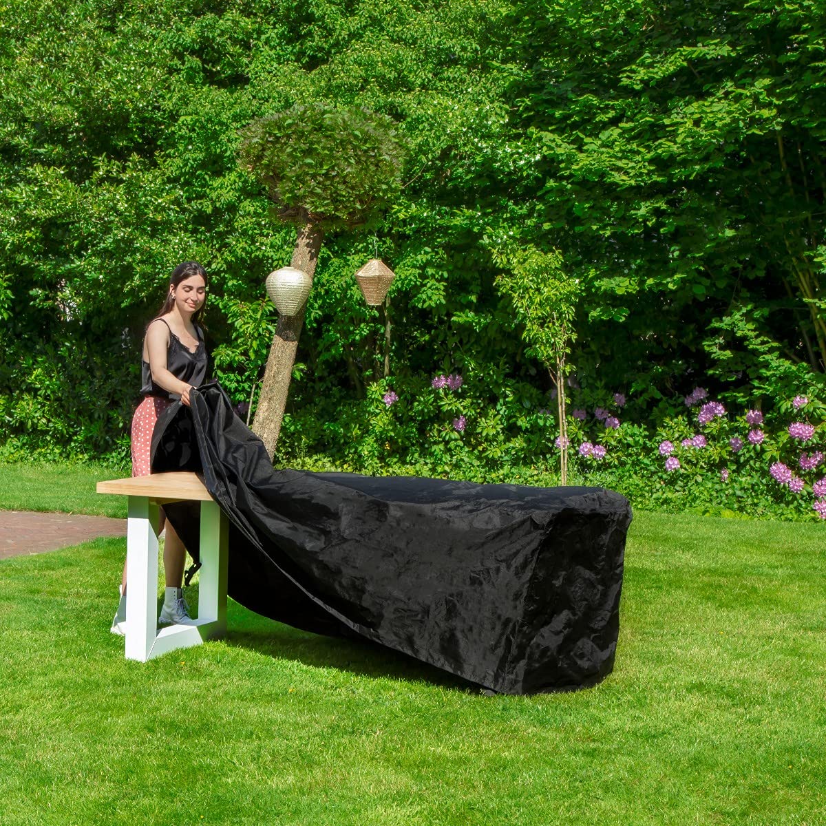 VONROC Housse de Protection pour Table de Jardin Premium – 245 x 150 x 95 cm – Housse Imperméable pour Table de Jardin – Résistante aux UV, Gel et Intempéries – Avec Fermeture Velcro