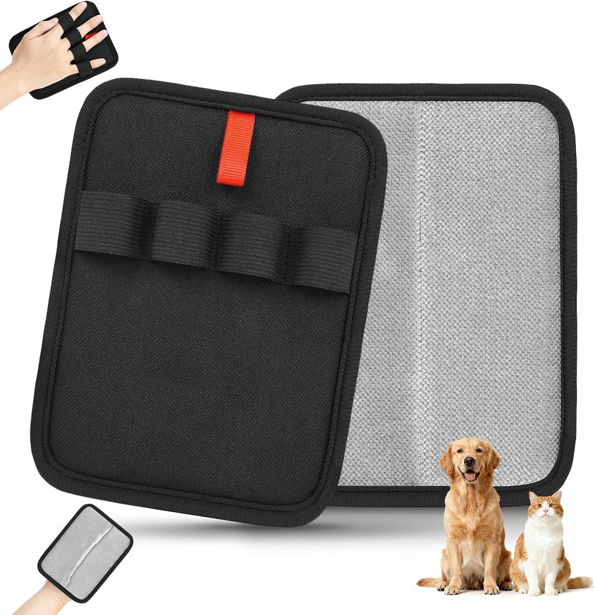 Pet Hair Removal Glove for Cats & Dogs, Upgraded Four-Finger Magic Brush Electrostatic Pet Hair Gloves, Reusable Pet Hair Remover Tool for Laundry, Couch, Carpet, Car Seat