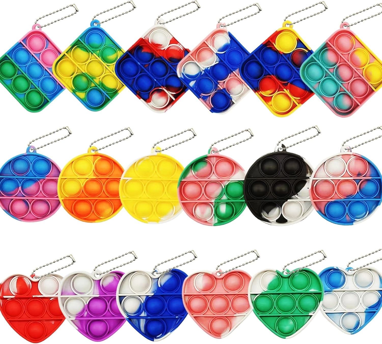 Steemjoey 18PCS Mini Pop Fidget Portachiavi，Silicone Colorato Keychain
