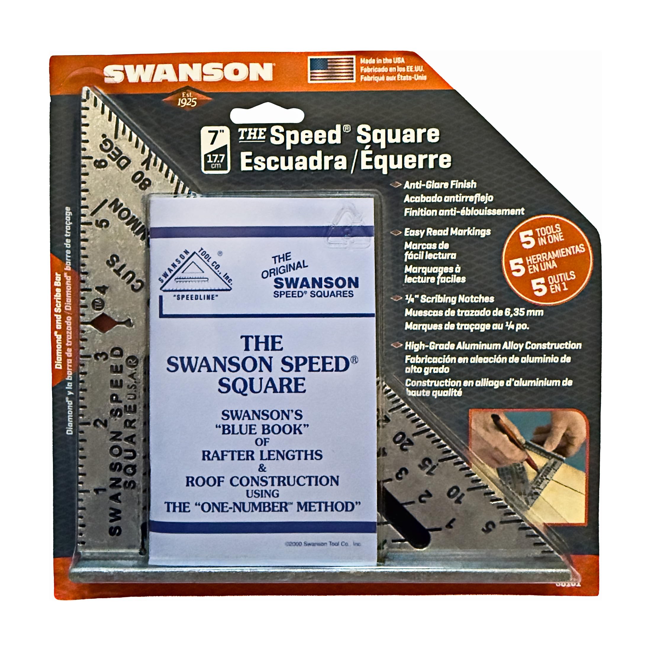 Swanson Speed® Square, 7 in. Aluminum Layout Square with Blue Book (S0101) — Amazon image 2