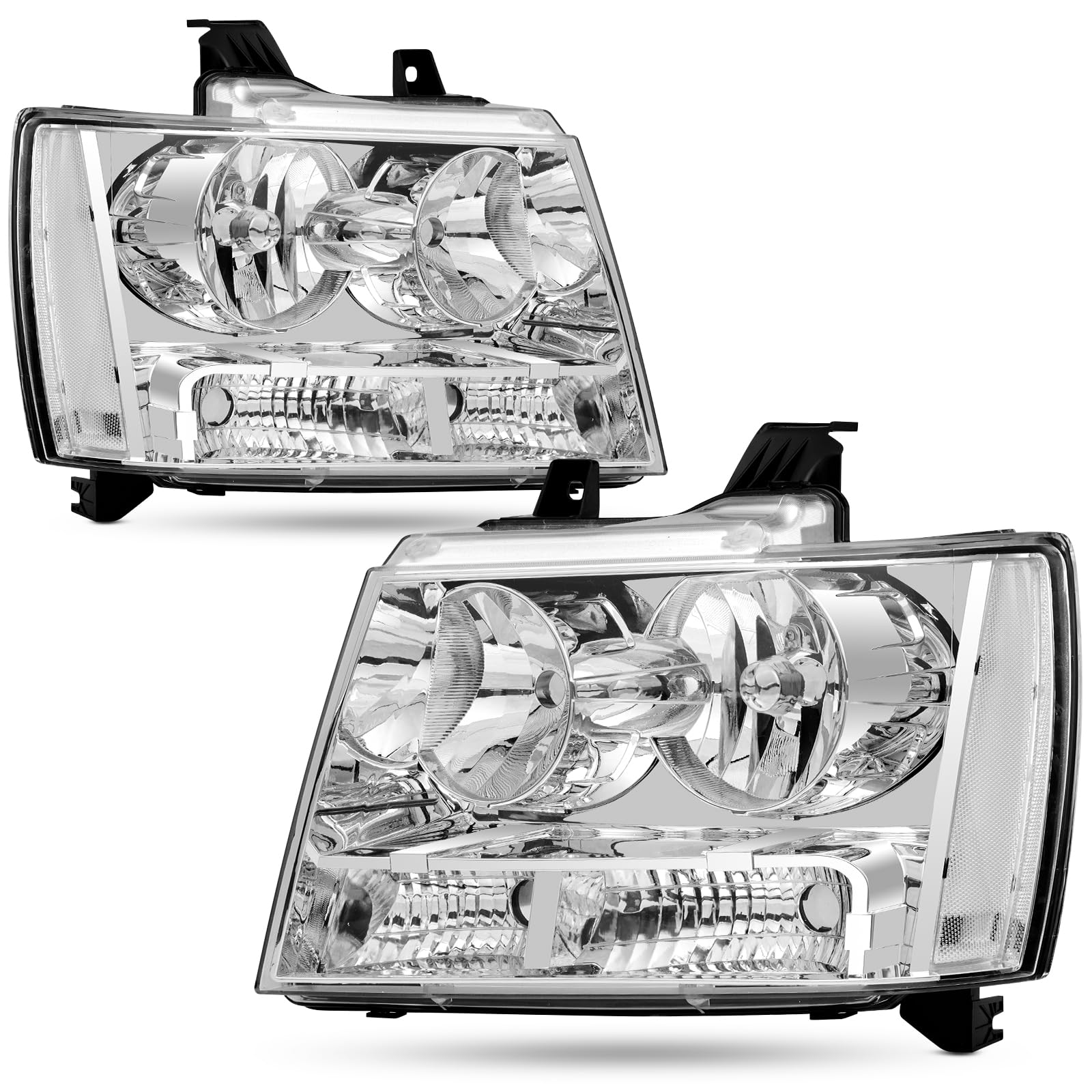 Headlight Assembly For 2007-2014 Chevy Tahoe 07-13 Chevy Avalanche Suburban 1500 2500 Head Light, Replacement Head Lamp Set