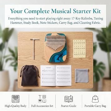 Musfunny Kalimba Thumb Piano 17 Keys: Finger Pianos Wood with Teaching Material Tuning Hammer Thumb Piano for Children Adults Beginners Finger Pianos Wood with Teaching Material Tuning Hammer Kalimba for Children Adults Beginners Birthday Christmas Gift