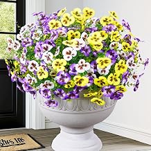 MARTINE MALL 18 Bundles Look Real Artificial Flowers for Outdoors, Realistic Fake Outdoor Flowers, UV Resistant Silk Pansy Flowers for Outside Faux Flower Plants for Outdoor Porch Garden, Mixed Colors