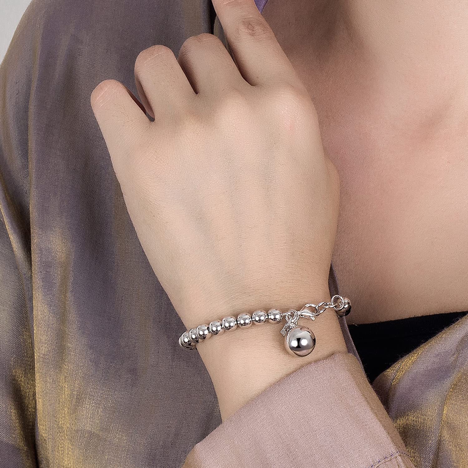 Dankadi Bracciale di perle da donna in argento 925 largo 4 mm, 6 mm, senza e con ciondolo a cuore, lungo 13 – 21 cm, oro rosa, regalo per festa della mamma uomo