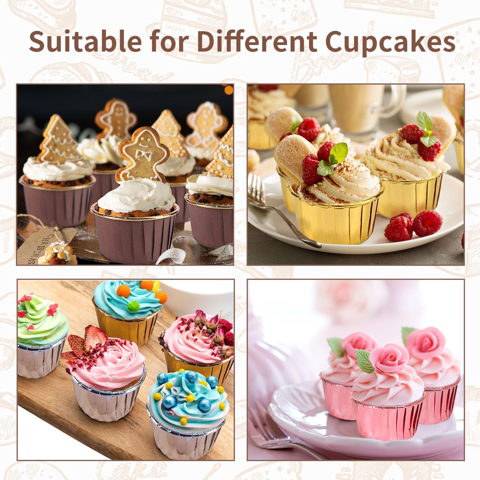 200 sztuk Muffin Cups Paper Cupcake Cups, Muffin Paper na imprezę, wesele, urodziny (zestaw 2)
