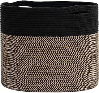 Goodpick Woven Rope Storage Basket, Blanket Basket for Towel, Shoe, Clothes, Large Toy Decorative Basket for Playroom, Liv...