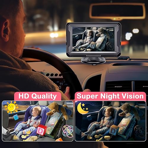 Miniatura 4 de AMTIFO Cámara de coche de bebé rosa para asiento trasero Cámara de asiento de coche con orientación trasera HD 1080P con visión nocturna IR,