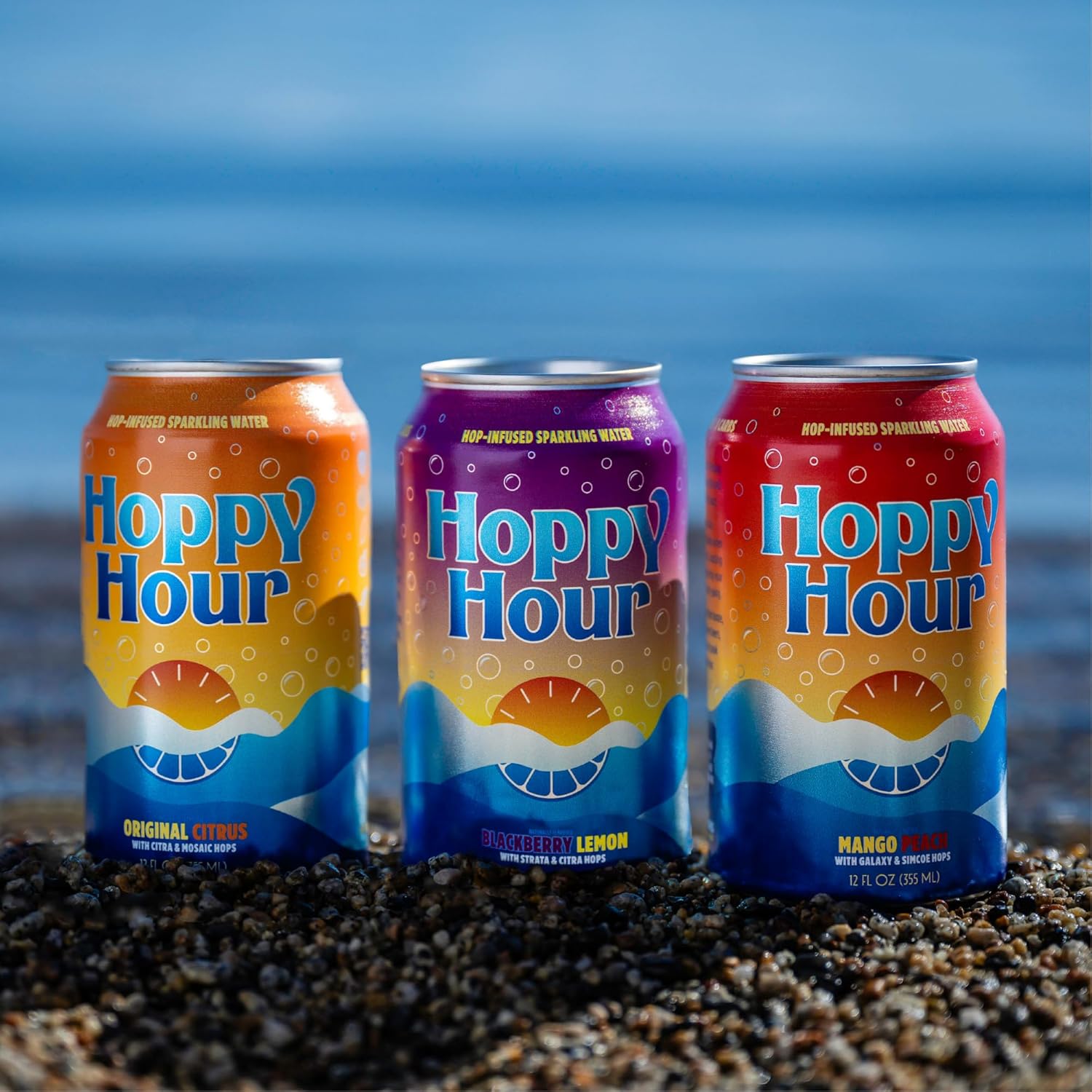 81b3rnARDqL._SL1500_ Hoppy Hour Sparkling Hop Water, Non-Alcoholic and Adaptogens Drink, Zero Sugar and Calories, Refreshing Blackberry Lemon Flavor, 12 oz Cans (12-Pack)