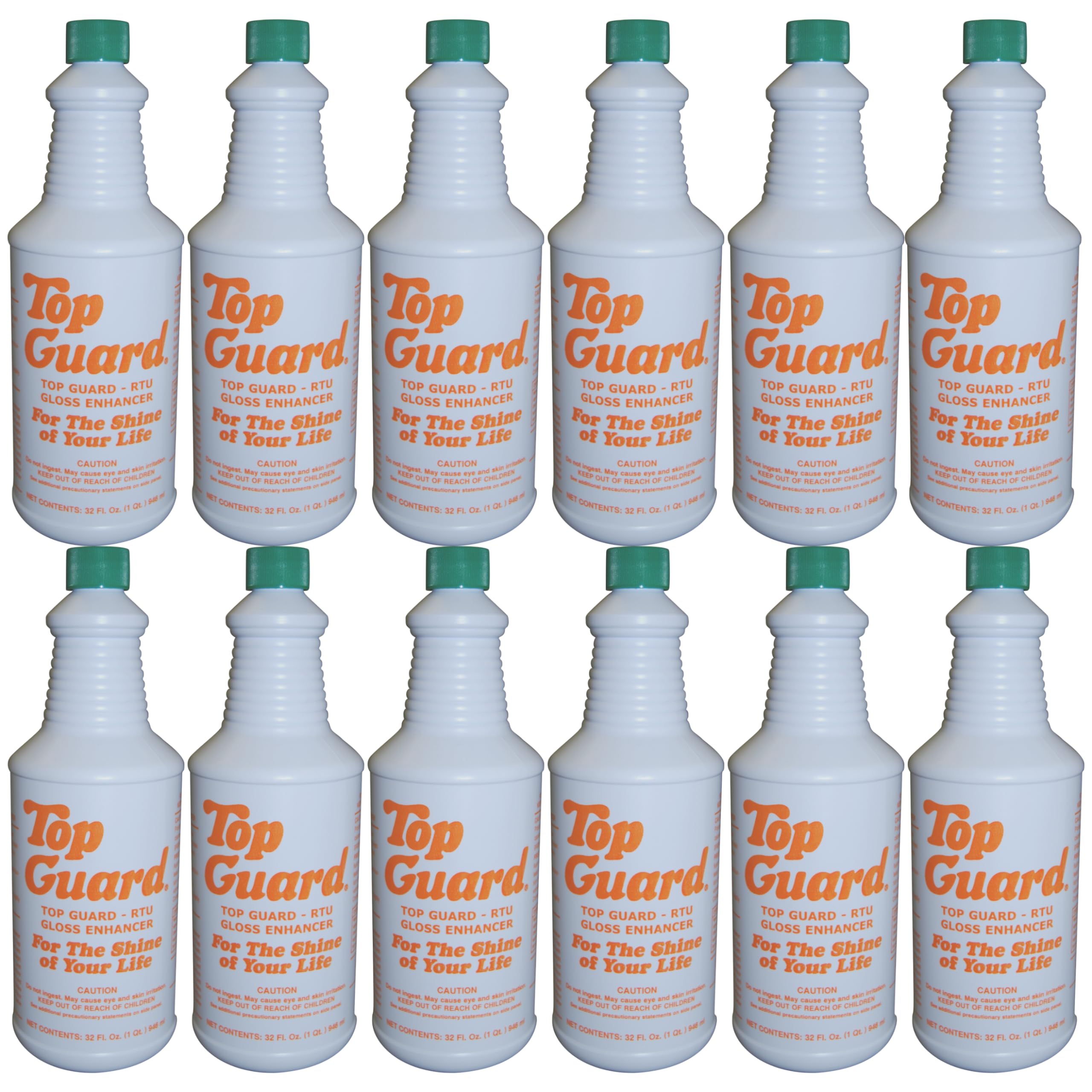 TOP GUARD Ready To Use Industrial and Commercial Cleaning Supplies Flooring Protection, Surface Shield, Creating a Lustrous "Wet Look" Quick Shine Floor Finish, Floor Shine for All Floors (12x1Quart)