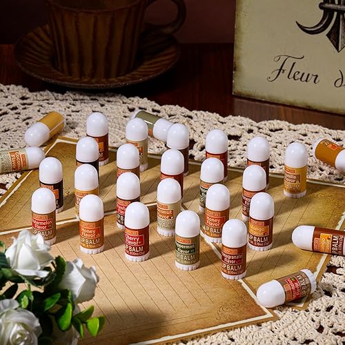 Miniatura 5 de Dimsile 60 unidades de bálsamo labial SPF 30 a granel, protector solar a granel, mini bálsamo labial, sabores surtidos, regalos de fiesta,