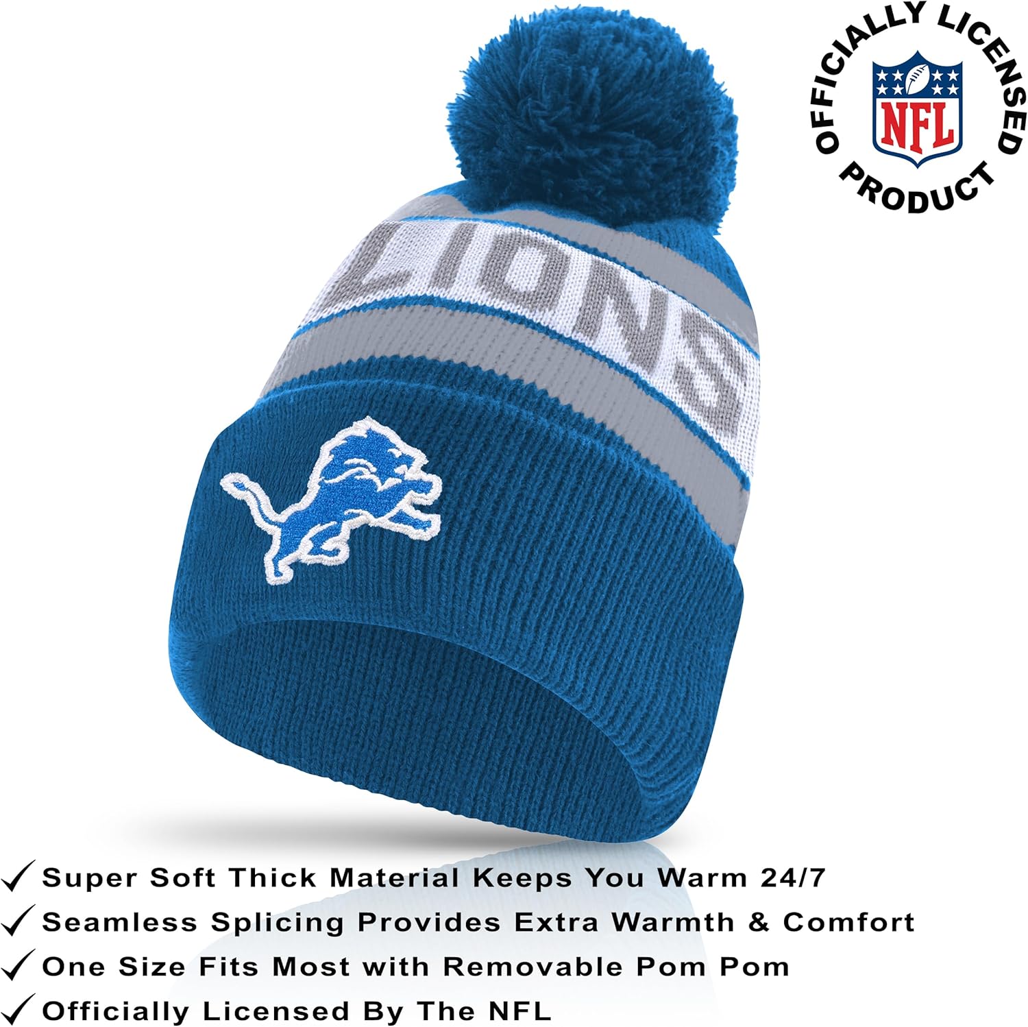 Ultra Game Adults NFL Official Super Soft Winter Beanie Knit Hat With Warm Touch Screen Gloves