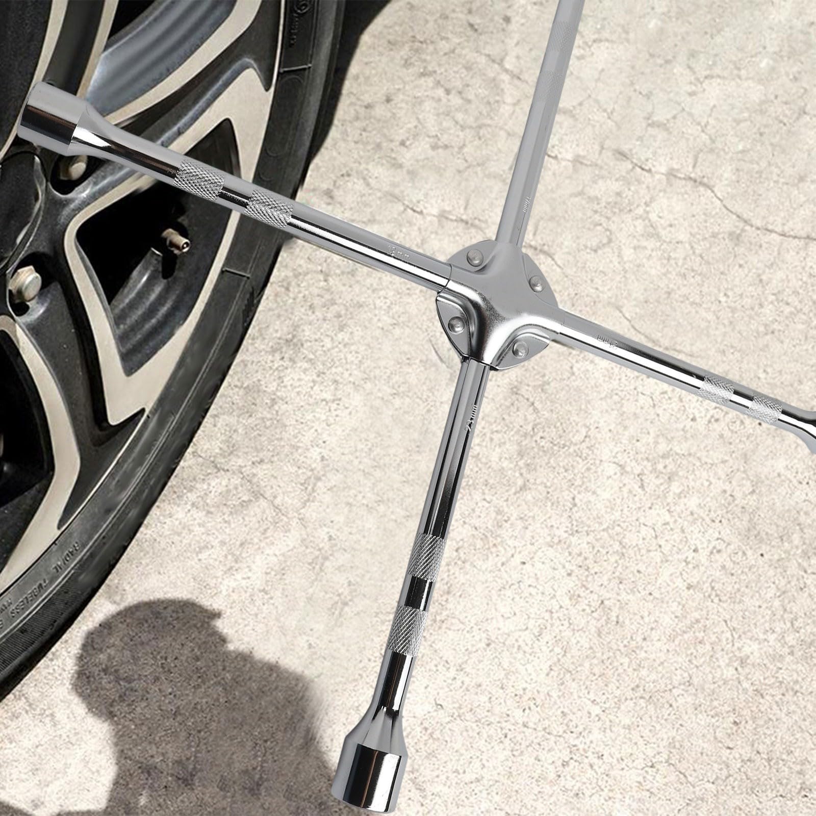 Llave cruzada de 45,5 cm con llaves de 17/19/21/23 mm, cruz resistente para cambio de neumáticos y asistencia en carretera en el sector del automóvil (20 pulgadas)