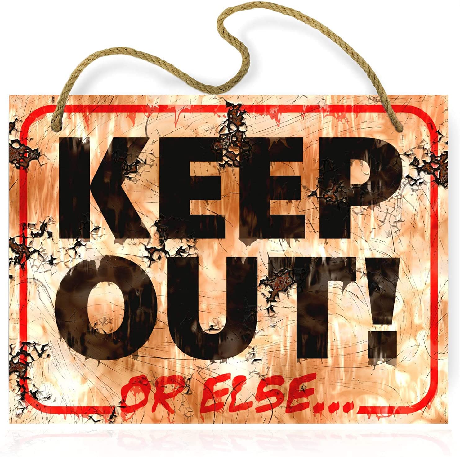 Keep Out Sign - Anti-Trespassing Signage for Home, Apartment, Dorm, Office, Restaurant, Private Property - Large & Vibrant Prints, Hanging Rope Mount - Restricted Access Decor