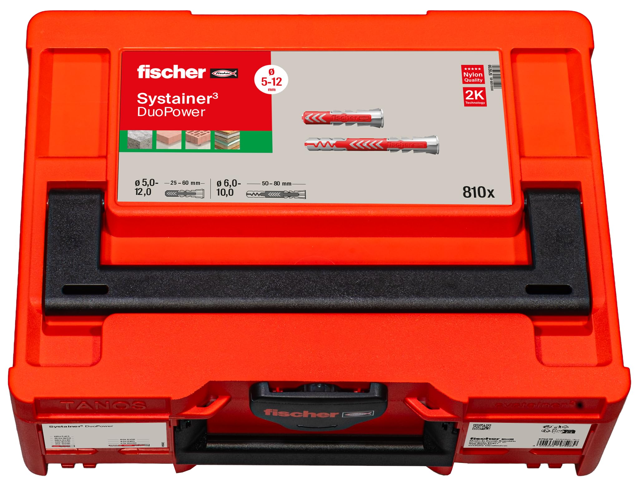 fischer DuoPower Systainer M137, 810-teiliges Befestigungsset, Intelligente Zwei-Komponenten-Dübel für Beton, Gipskarton, Voll- und Lochstein, All-in-One Dübelset für jede Befestigung