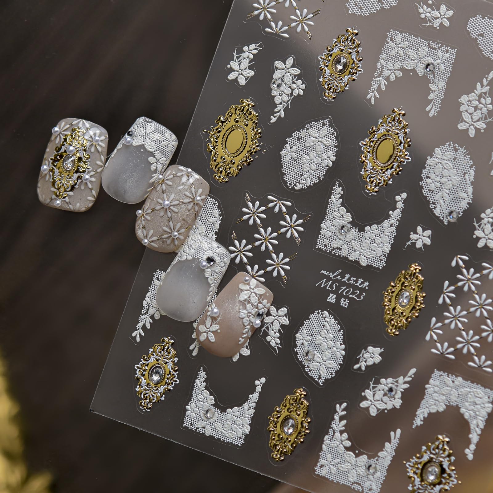 White Lace Nail Stickers Decals Carved Nail Decals Flower Nail Art Stickers