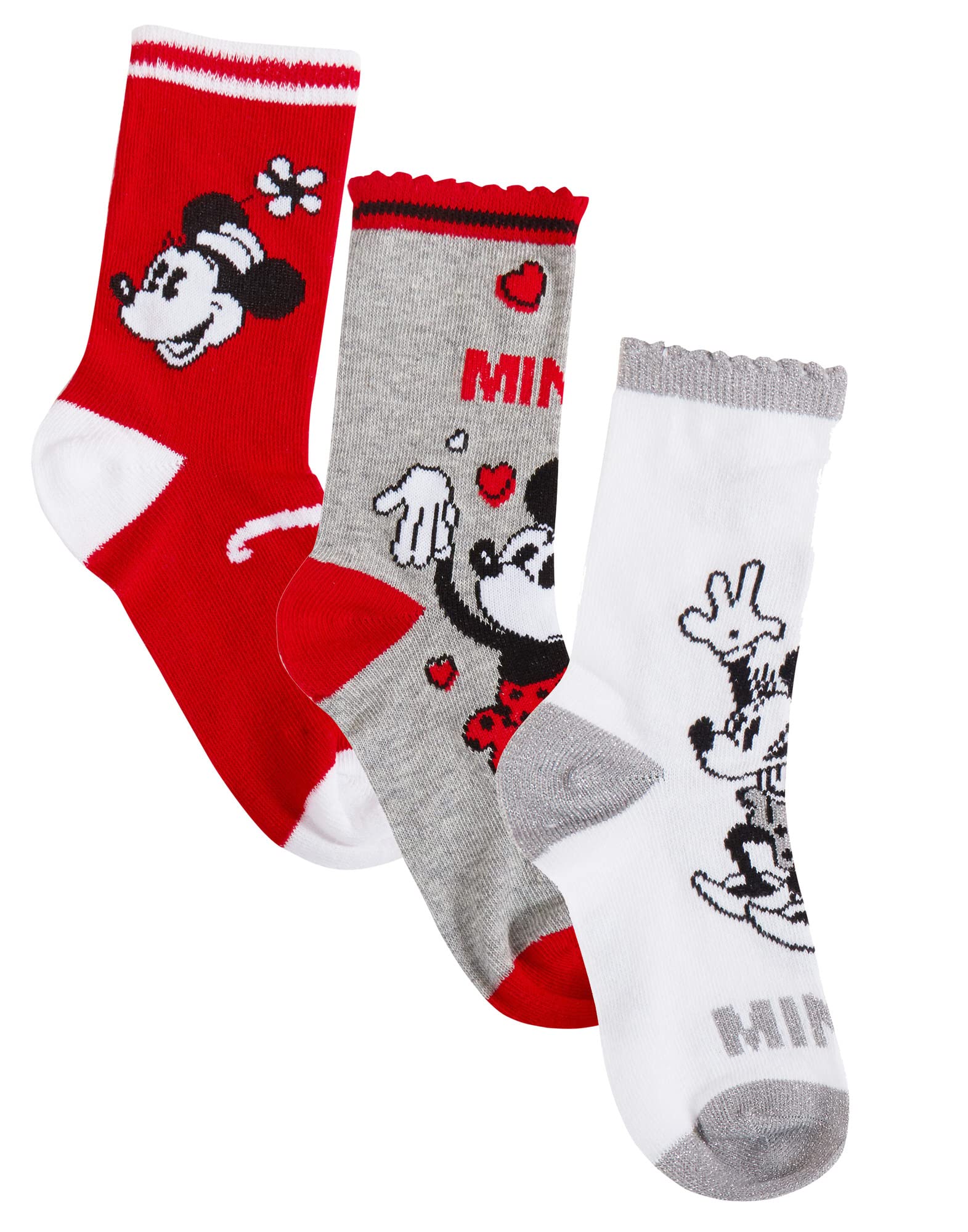 Minnie Mouse Socks (Pack of 3) Red EU 31-34