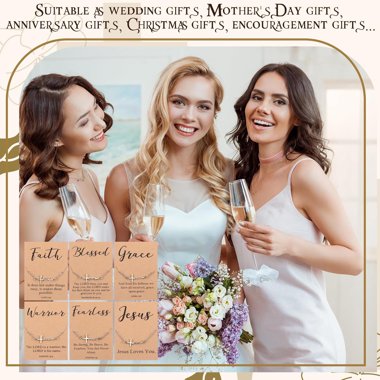 Quelay Faith Cross Bracelet Bulk Christian Gifts for Women Bracelet,Organza Bag,Bible Verse Card for Mother's Day Church - Image 3