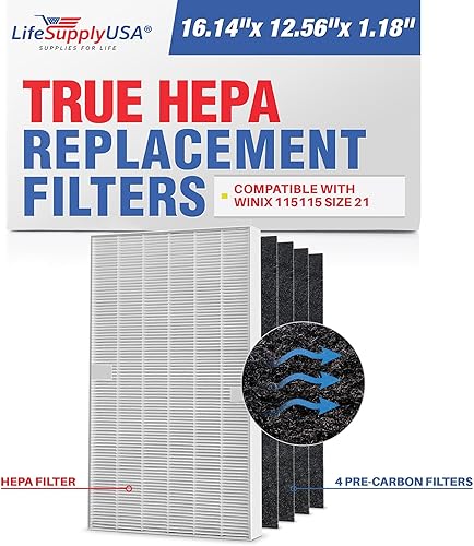 Vacuum Savings repuesto de filtro de carbono True HEPA Plus 4 para Carbon Winix 115115, tamaño 21