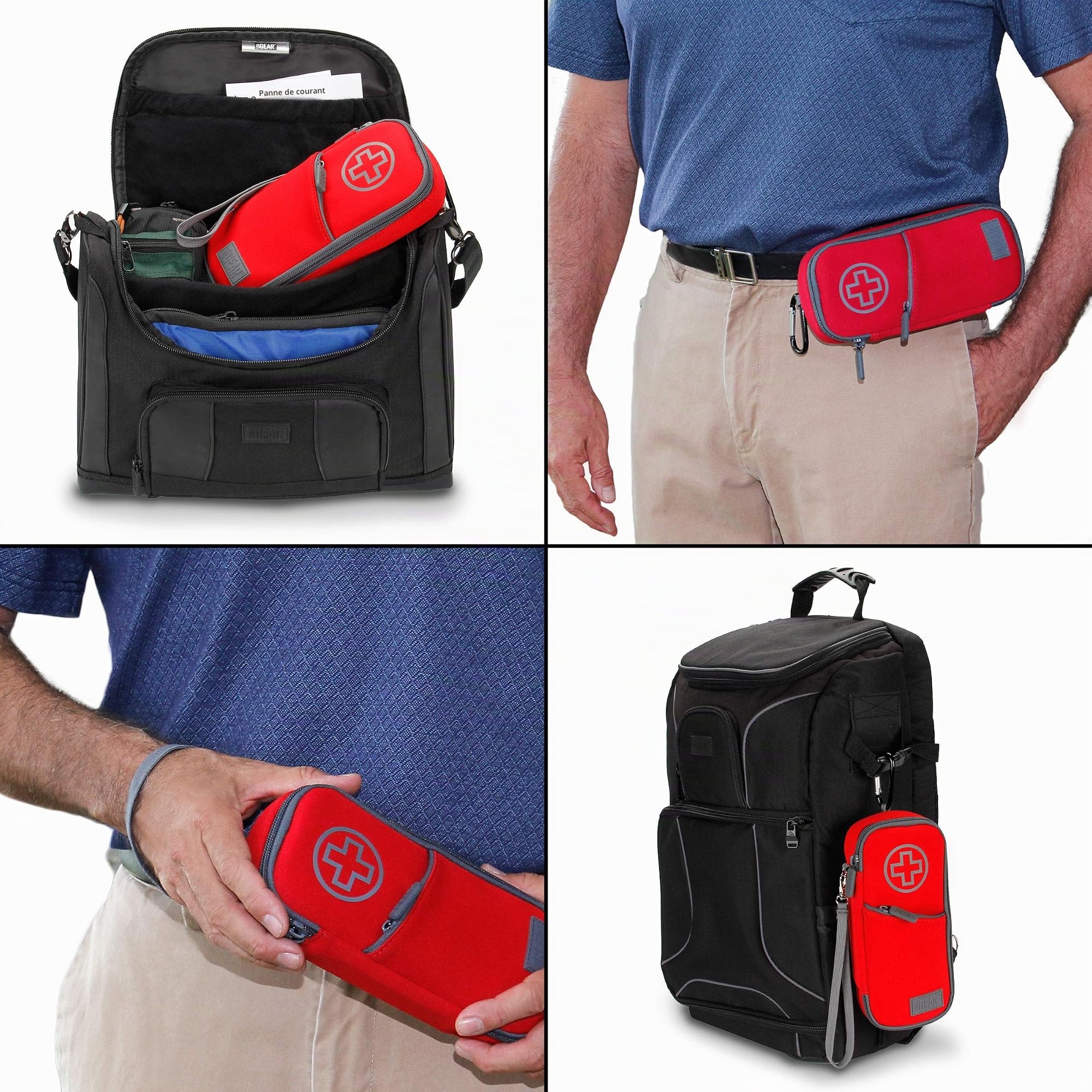 USA Gear Trousse Medicaments Isotherme Rouge Haute Visibilite pour EpiPen/Auvi-Q, Spray Nasal, Medicaments Allergies, Inhalateur Asthme, Seringues, Pack de Glace - Exterieur Deperlant