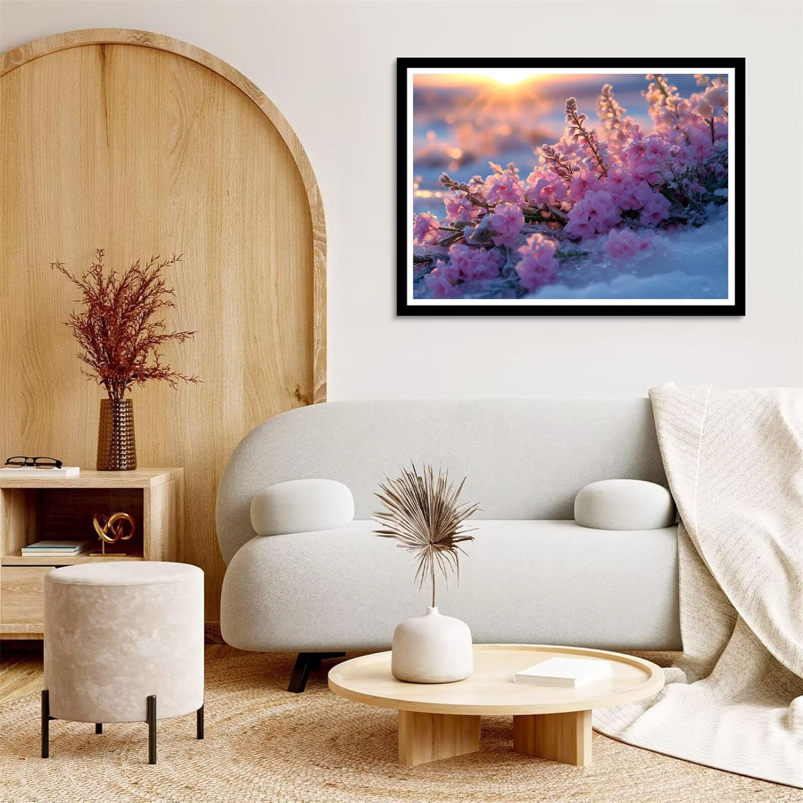 Dipingere con i Numeri, Tramonto Nevicare Kit di Pittura Acrilica Fai-da-Te per Adulti and Bambini Principianti,con tela Senza Pieghe,Pennelli e Vernice Acrilica, Regalo 80x100cm (Senza Cornice) q-238