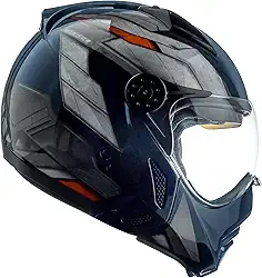 Peels Capacete Aberto Moto com Queixeira Removível e Óculos Solar Interno Mirage Steel Azul/Laranja 56
