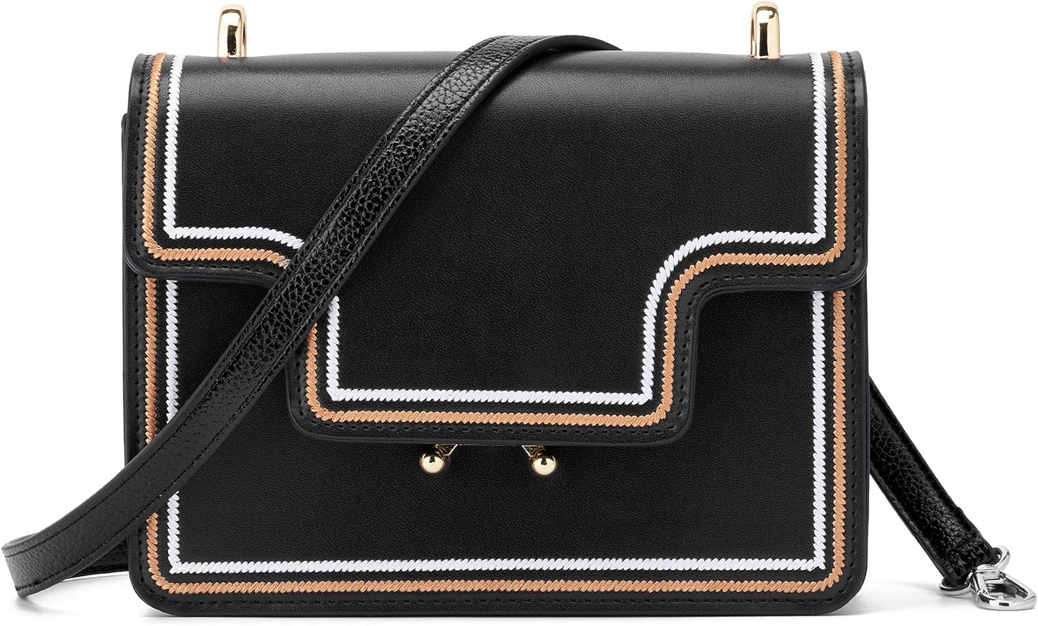 Women Adjustable Bag Strap,Microfiber Leather Replacement Bag Straps,Shoulder Straps for Wallet Purse Handbags,Crossbody Bag Strap with Silver Swivel Hooks(LYsilver-Black) - Image 3