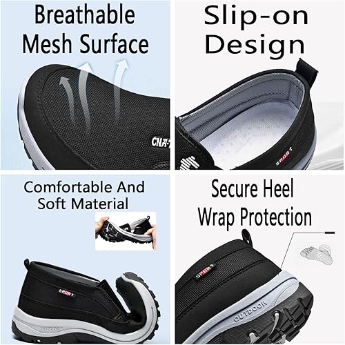 Miniatura 2 de Mocasines de lona sin cordones con soporte de arco para hombre, zapatos ortopédicos casuales para exteriores, zapatos planos para caminar y barco