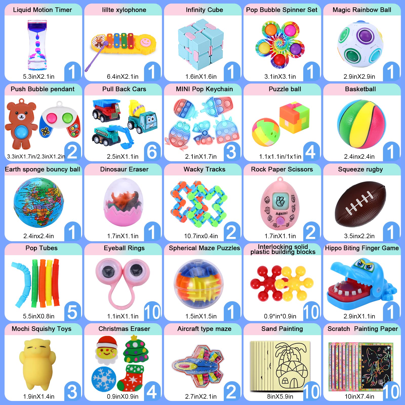 Buy 150Pcs Fidget Toys Pack Sensory Fidget Toys Set Push Pop Bubble