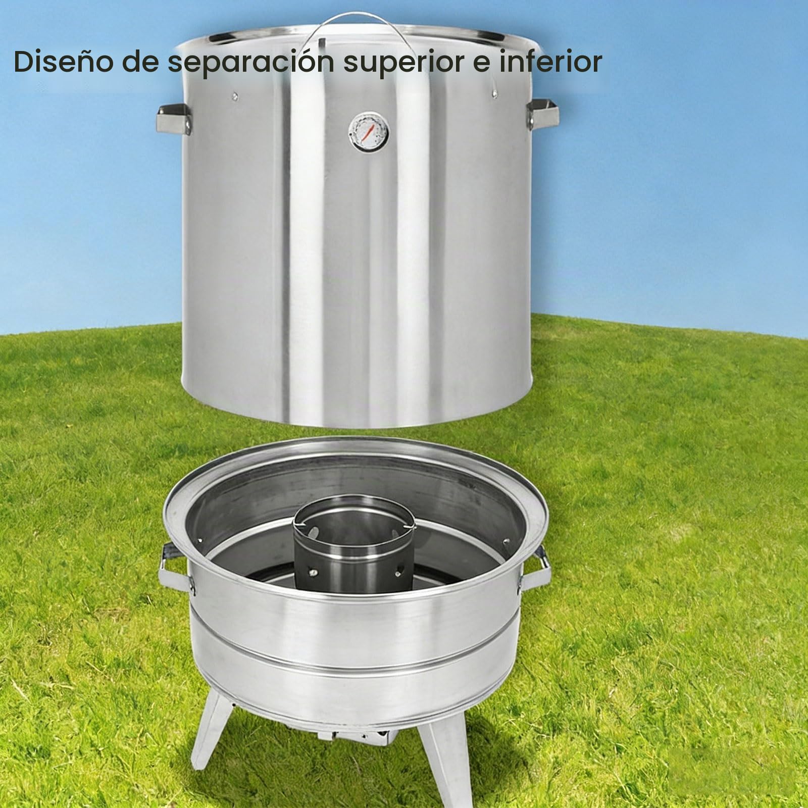 Parrilla portátil de 360°, asador de carne al aire libre para barbacoa perfectamente ahumada, ideal para camping, portón trasero y cocinas en el patio, compacta y fácil de usar