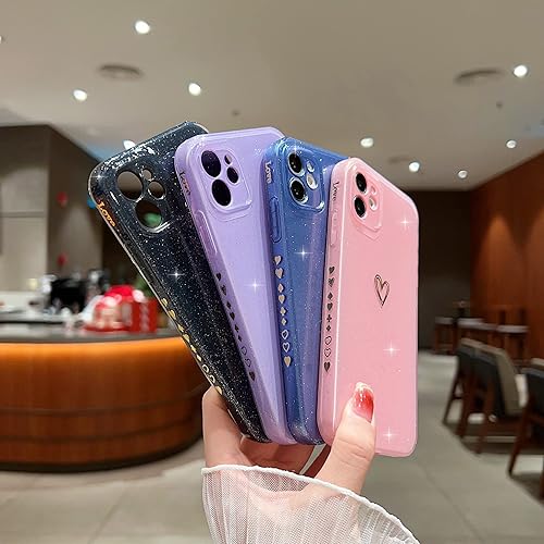Miniatura 5 de Funda compatible con iPhone 11, diseño de corazón de amor, TPU suave a prueba de golpes, funda protectora con purpurina brillante para iPhone 11,
