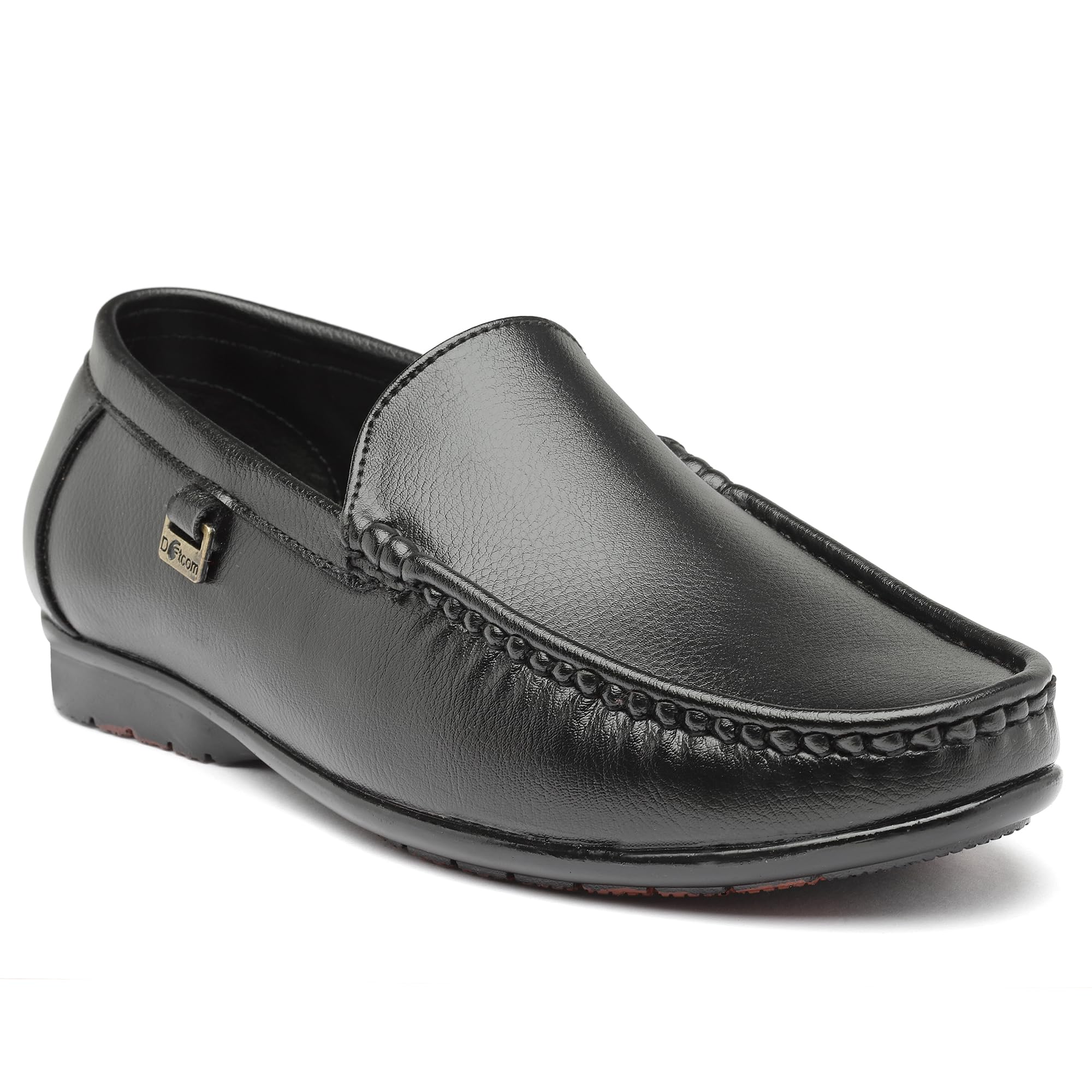 DRIVE-103 Lightweight Comfortable Synthetic Leather Loafers for Men Black-image-26