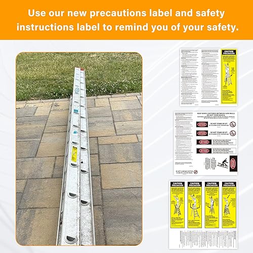 Miniatura 7 de GRONGU FG - Etiquetas adhesivas de seguridad para escalera de tijera, compatibles con Werner, de fibra de vidrio, LFS100, etiquetas de seguridad e