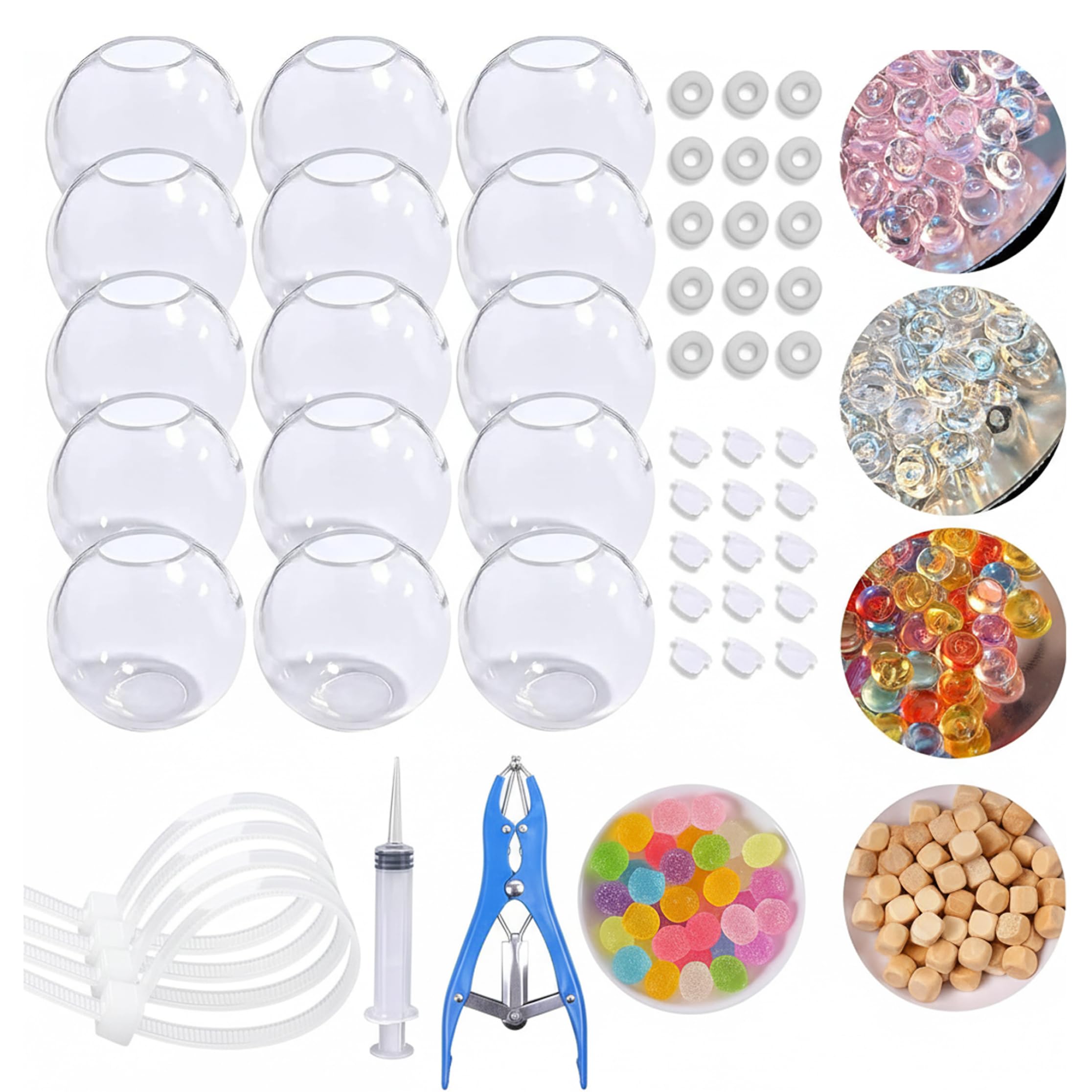 Yeaxxsqy DIY Stress Ball Making Kit - Transparent Empty Shells, Complete with Plugs & Zip Ties for Custom Fidget Toys & Relief, Stress Ball Skin