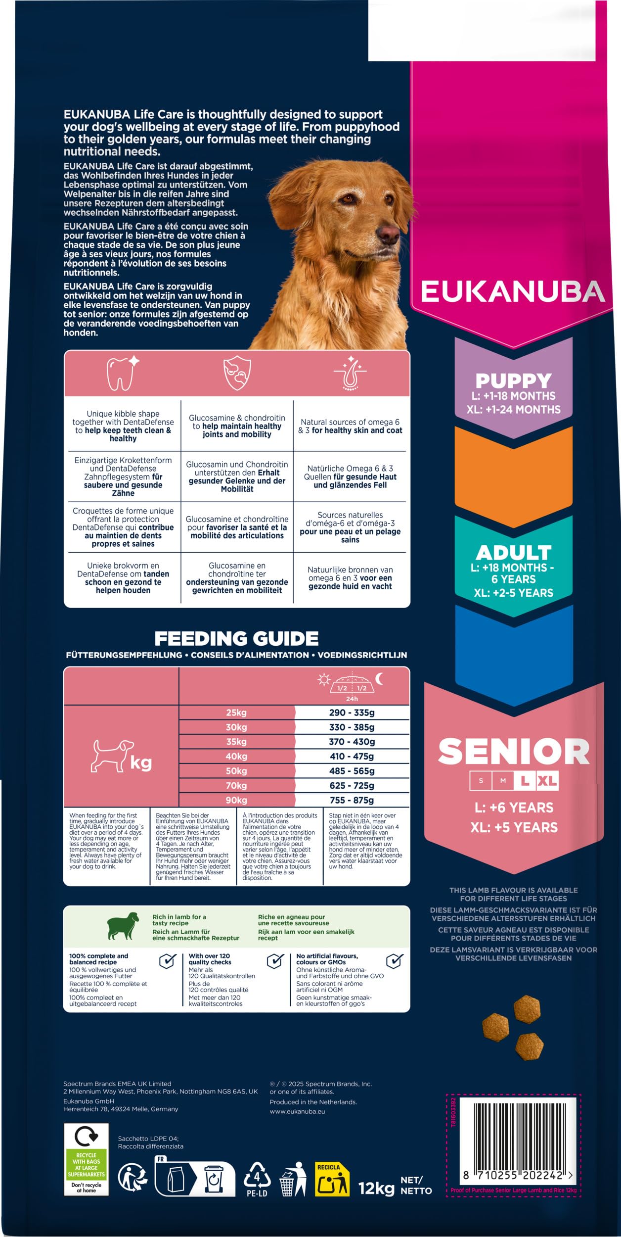 Eukanuba, alimento seco para Edad Avanzada con Cordero y arroz para Razas Grandes - Alimento seco Premium para Perros Senior, 12 kg